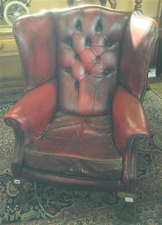 Leather wing back chair